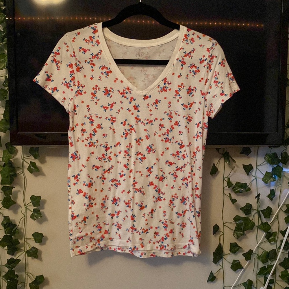 White Floral GAP T-Shirt - S